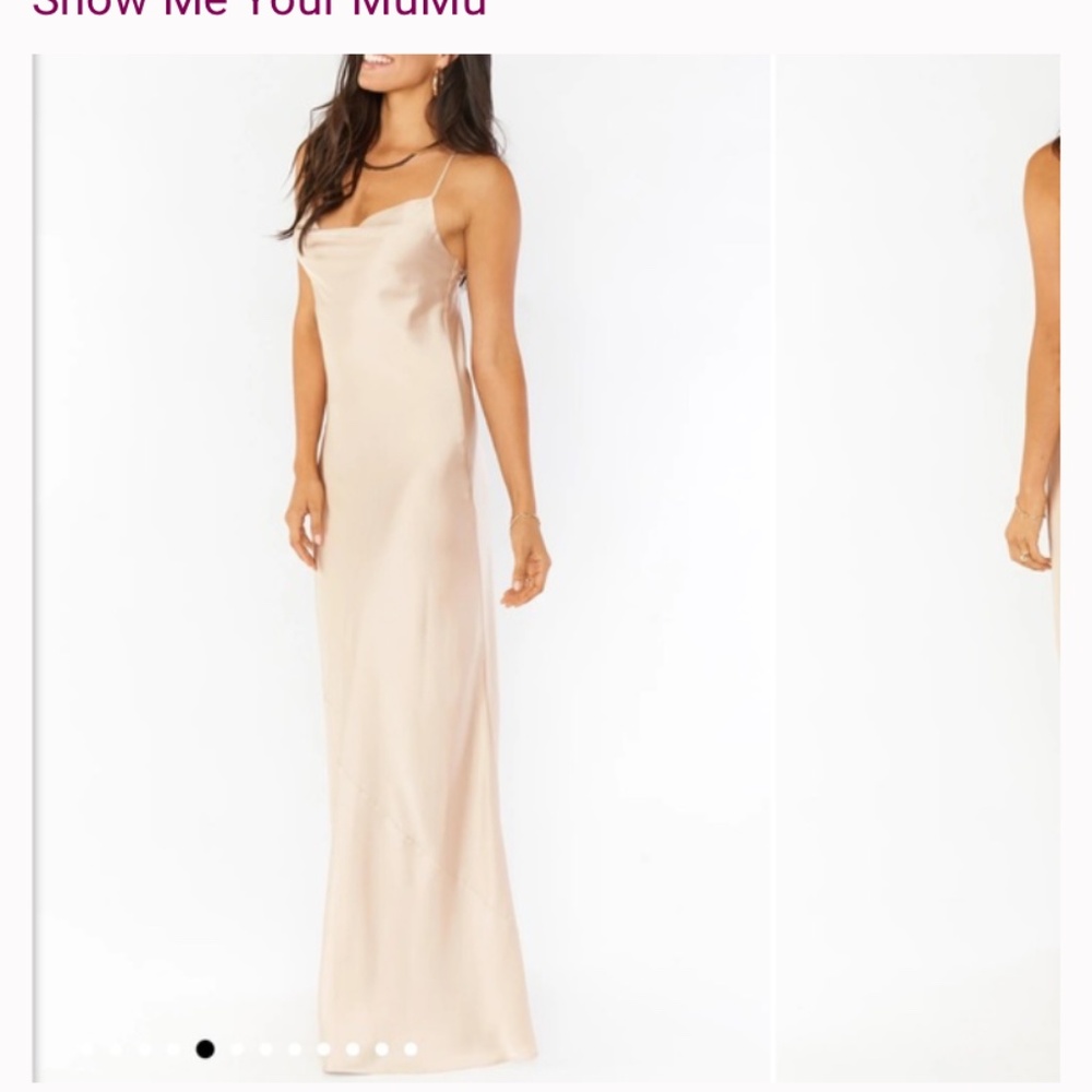 Show Me Your Mumu Tuscany Dress in Champagne Luxe Satin XXS